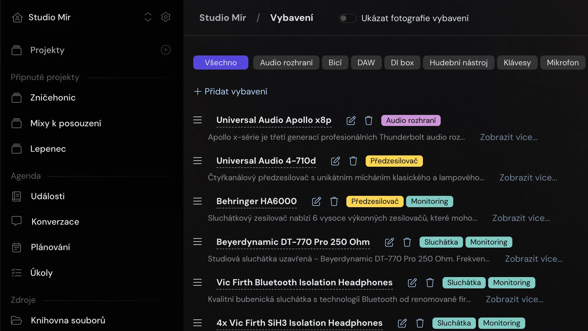 Studio ví, co vlastní